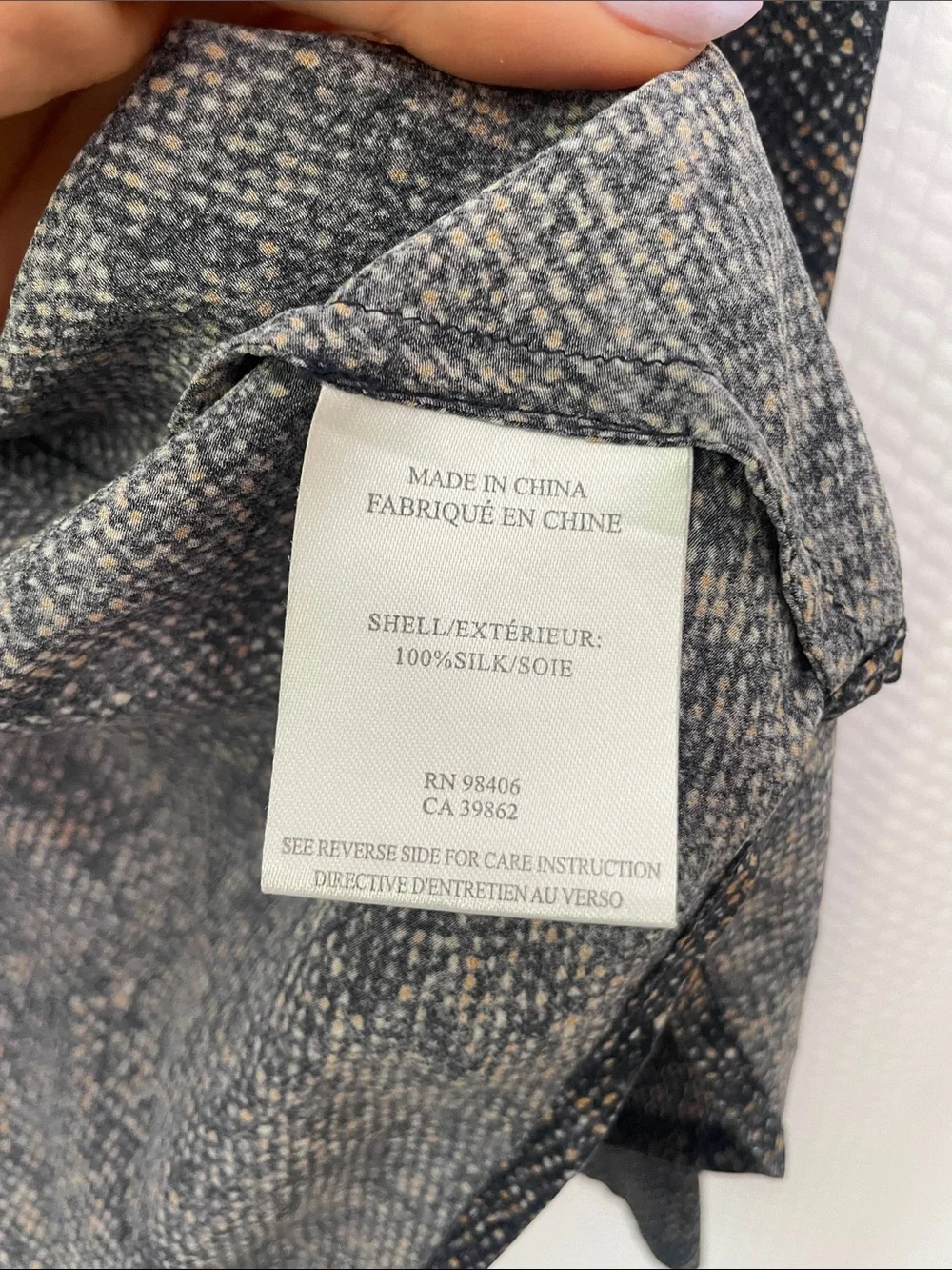 Theory Navy Blue Fleck Button-Down Shirt 100% Silk